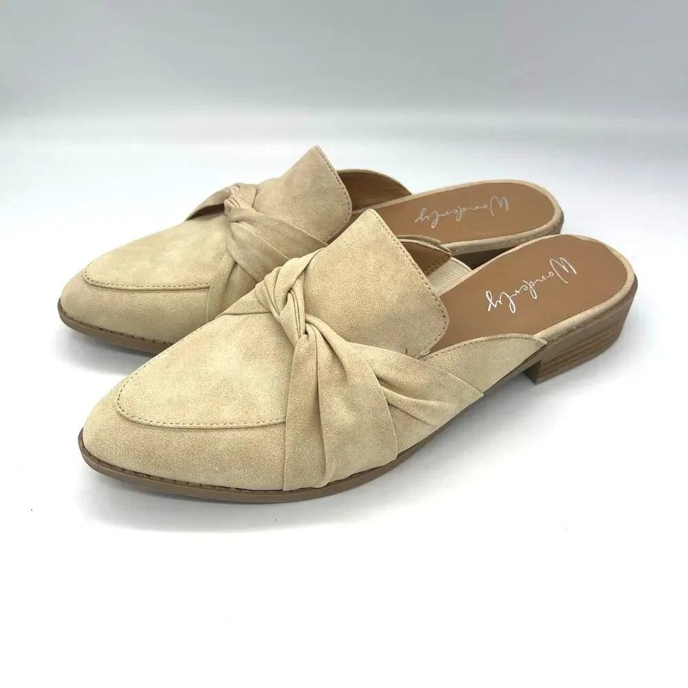 Wonderly Coraline Women's Beige Faux Suede Mules Size 8.5